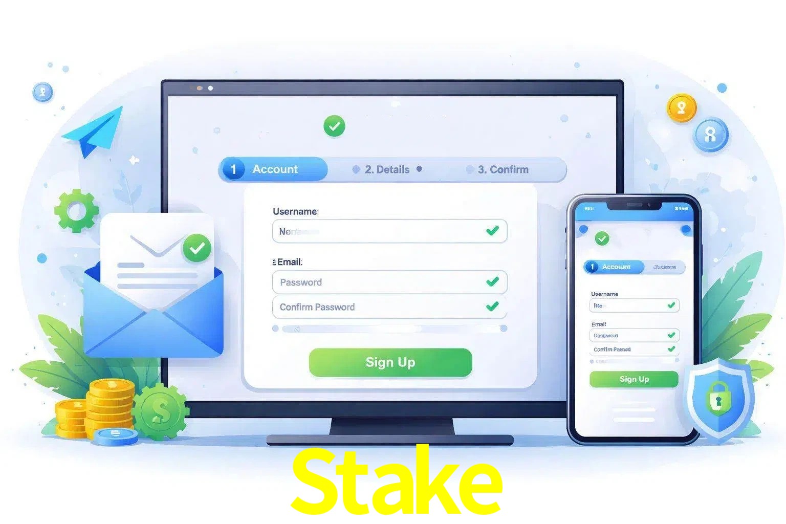 Registro de nuevo usuario y configuración de cuenta Stake